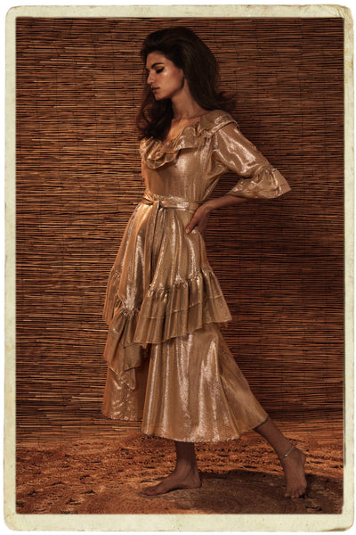 green emerald velvet dress Lisa Marie Fernandez The Poet Dress in Natural & Navy Striped Chios Gauze Natural/Navy Striped Chios Gauze / 2023RES265 NNSCG / 2 main image 1