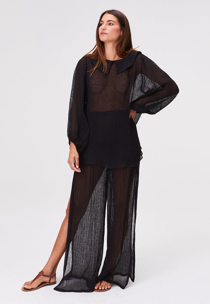 THE MIA TOP in BLACK GAUZE – Lisa Marie Fernandez