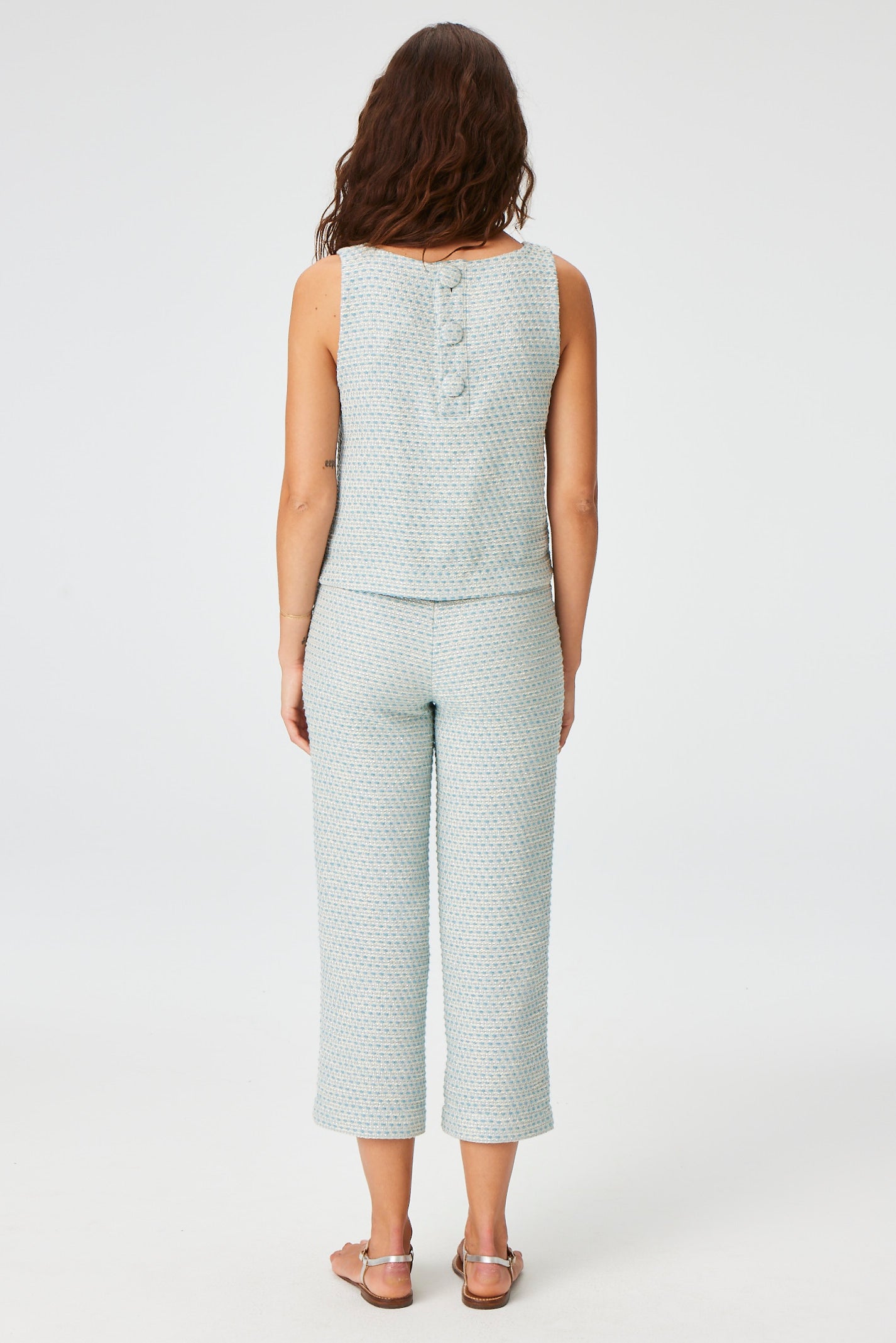 THE SHIFT TOP in POWDER BLUE METALLIC TWEED