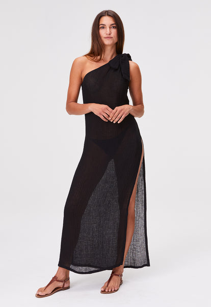 THE SARONG DRESS in BLACK GAUZE