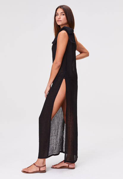 THE SARONG DRESS in BLACK GAUZE