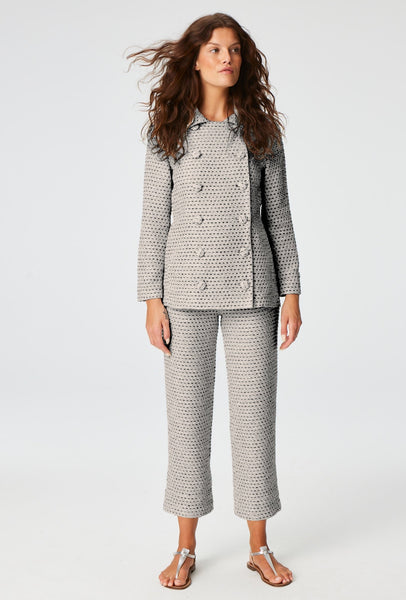 THE DOUBLE BREASTED JACKET in NAVY METALLIC TWEED