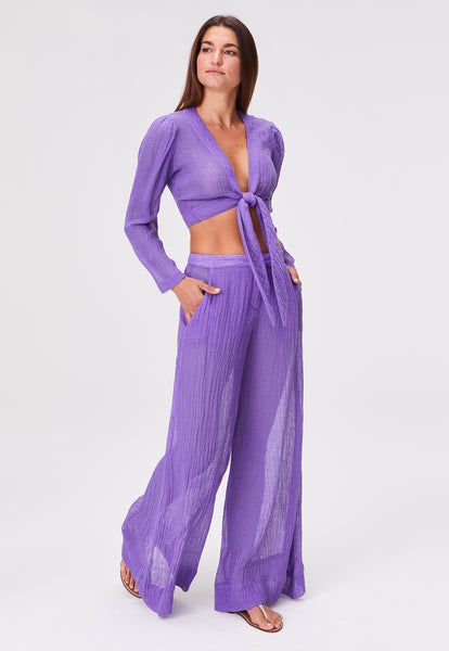 THE TIE BLOUSE in LAVENDER SORRENTO GAUZE