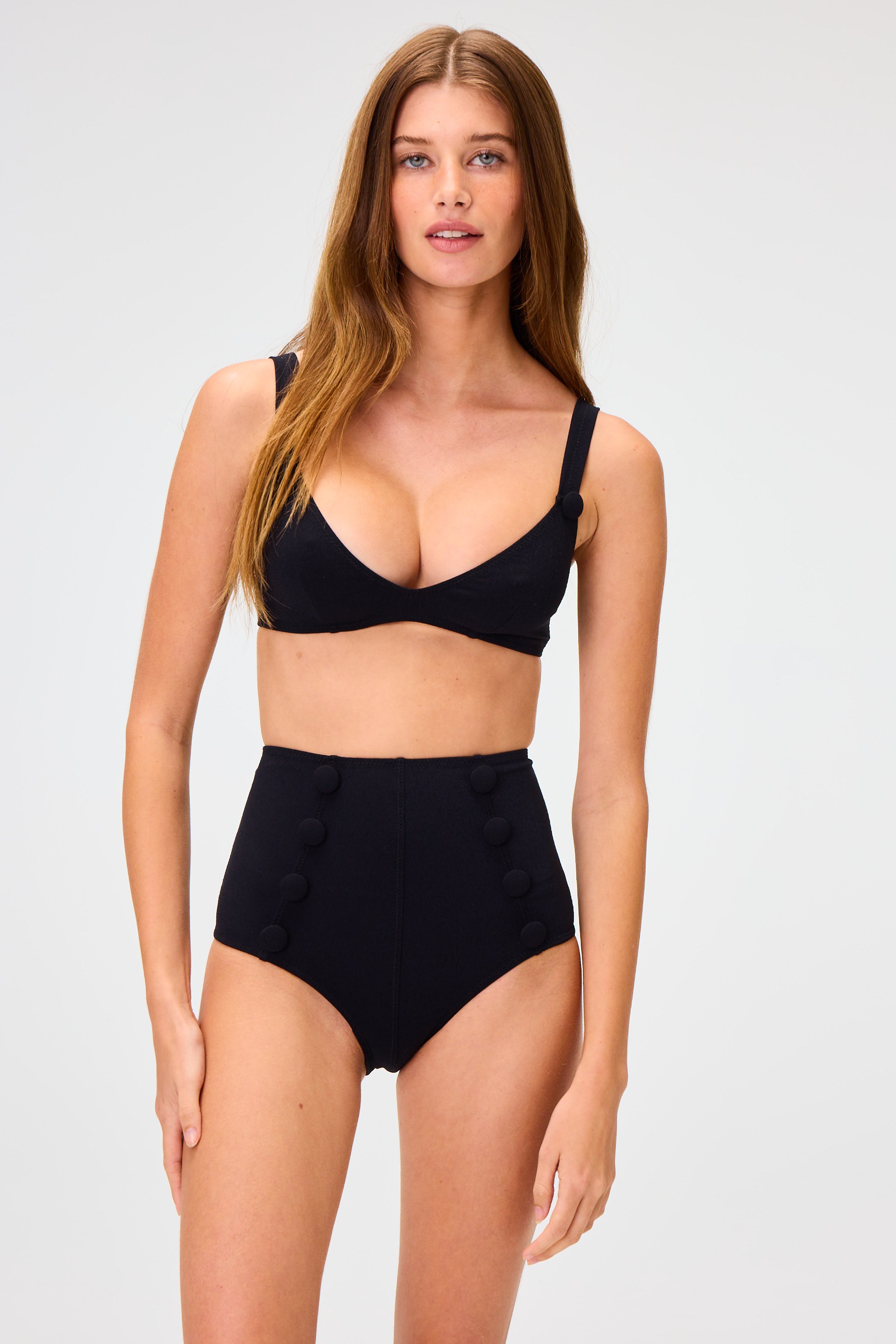 THE MAGDALENA HIGH-WAIST BIKINI in BLACK CREPE