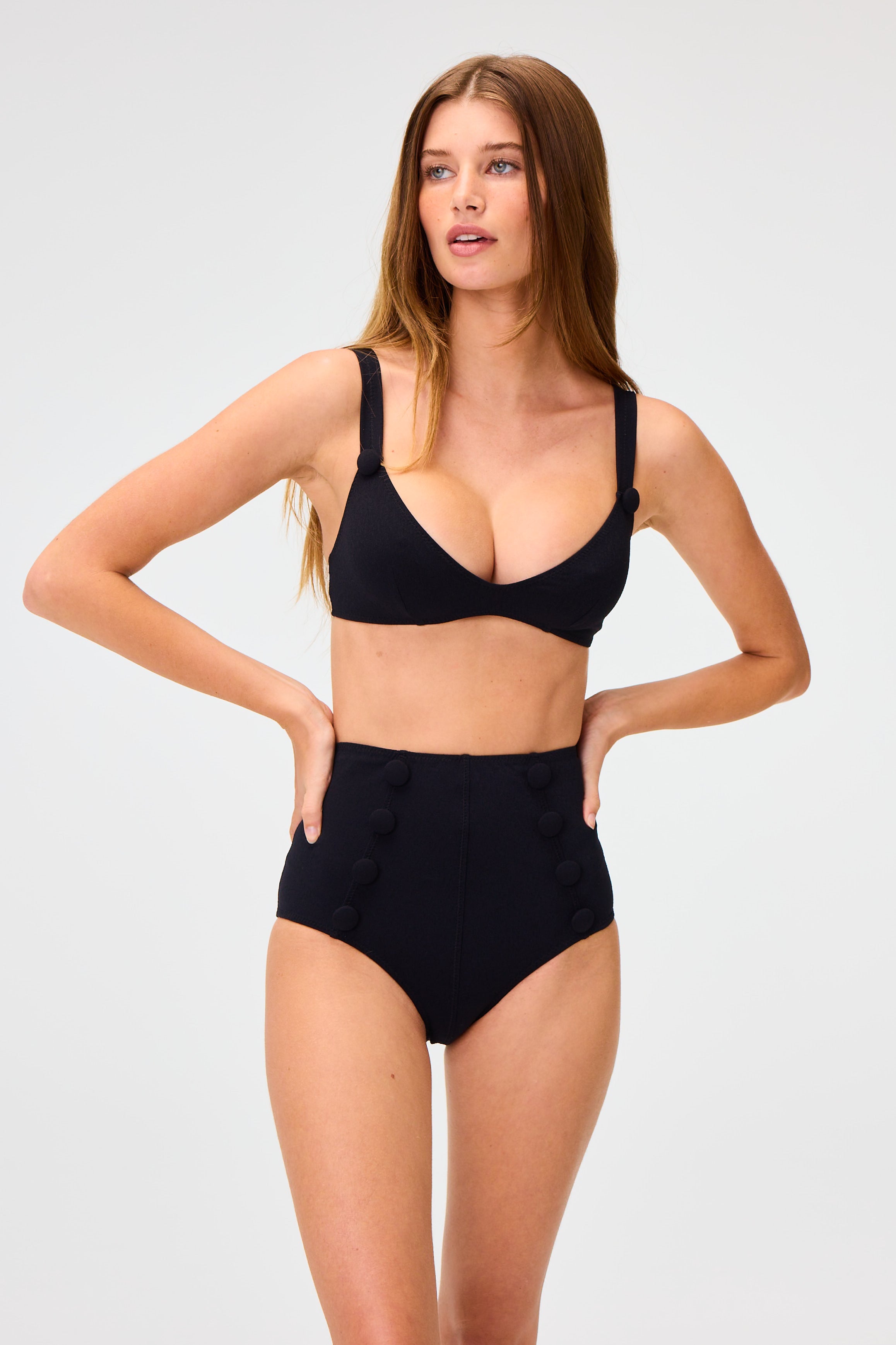 THE MAGDALENA HIGH-WAIST BIKINI in BLACK CREPE