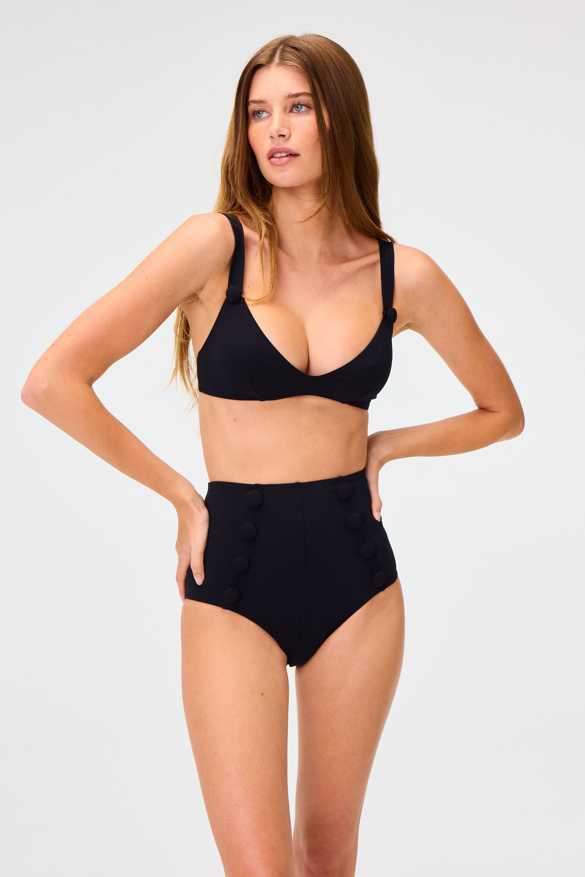 THE MAGDALENA HIGH-WAIST BIKINI in BLACK CREPE
