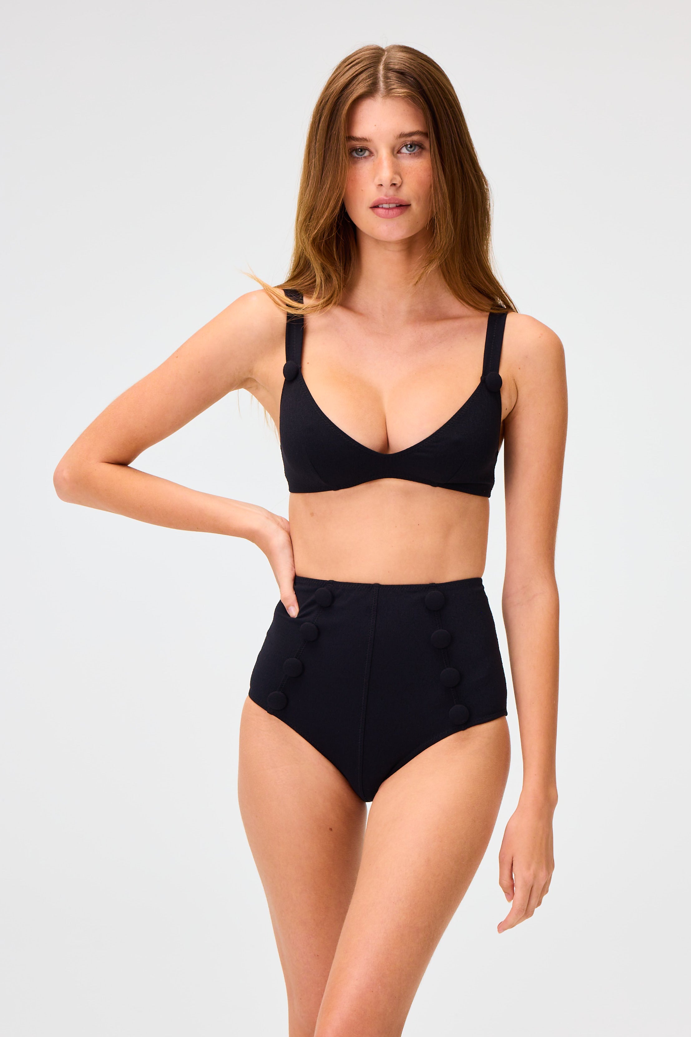 THE MAGDALENA HIGH-WAIST BIKINI in BLACK CREPE