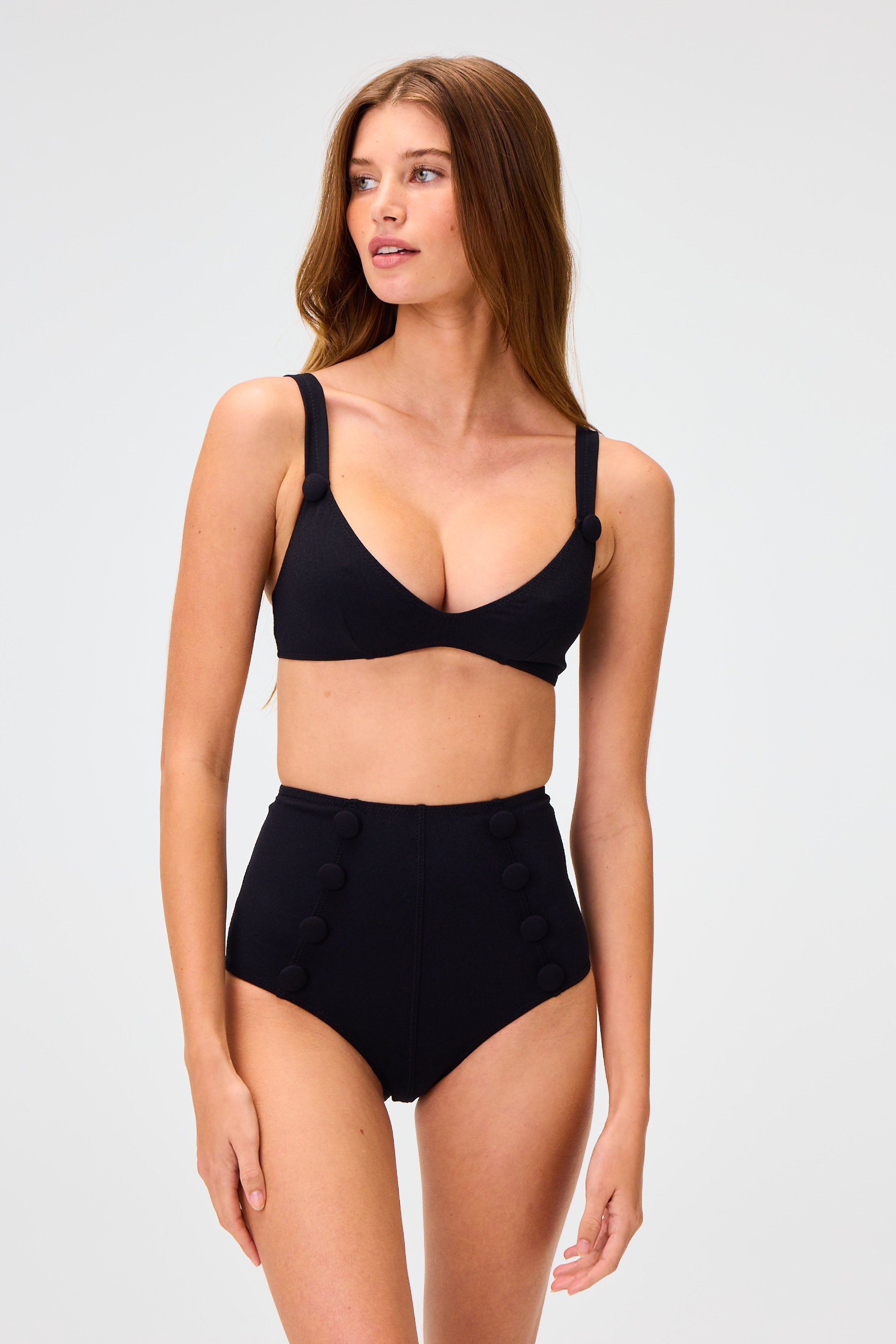 THE MAGDALENA HIGH-WAIST BIKINI in BLACK CREPE