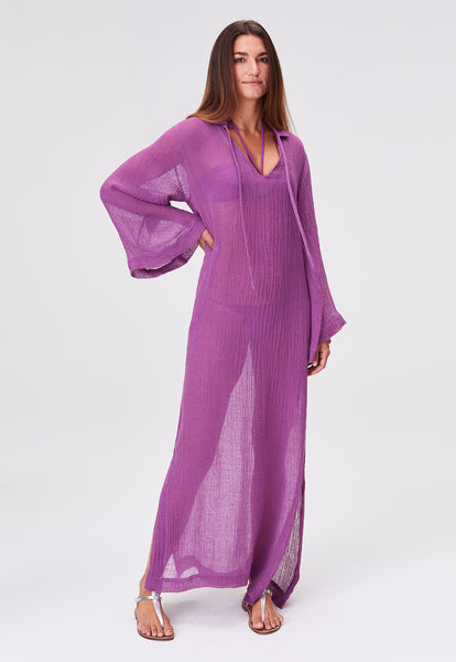 THE TUNIC CAFTAN in RASPBERRY SORRENTO GAUZE