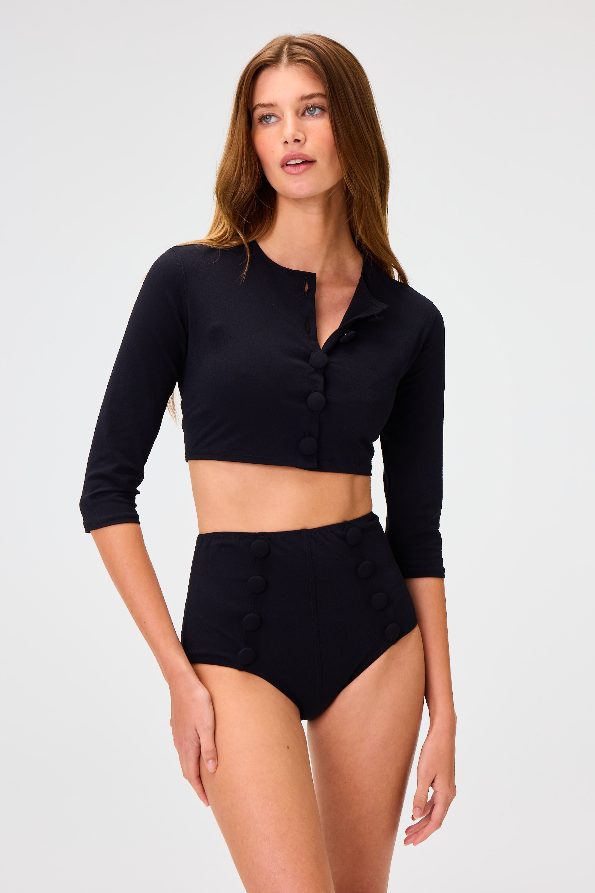 THE CARDIGAN in BLACK CREPE