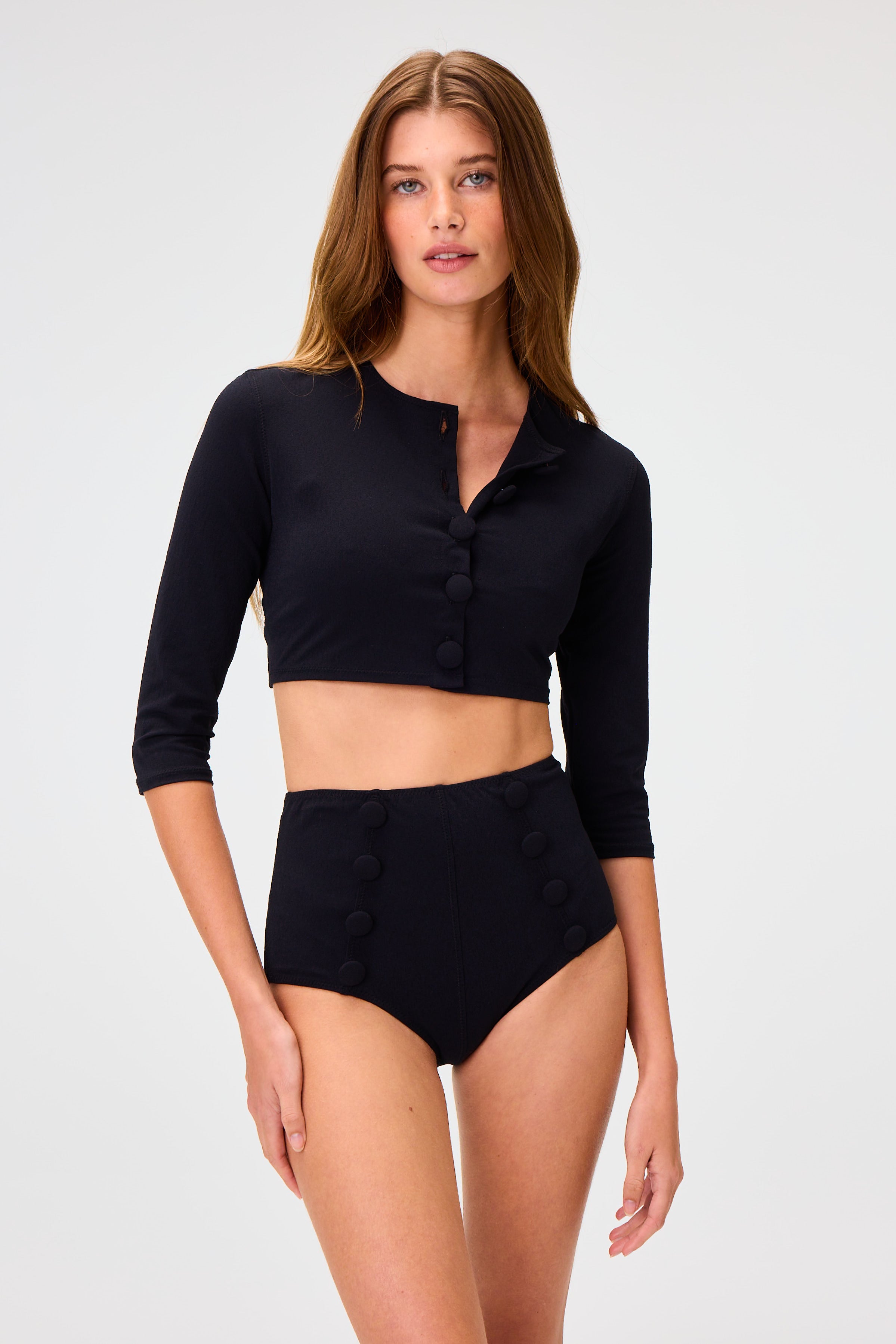 THE CARDIGAN in BLACK CREPE