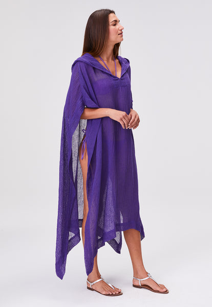 THE BEACH PONCHO in BLUEBERRY SORRENTO GAUZE