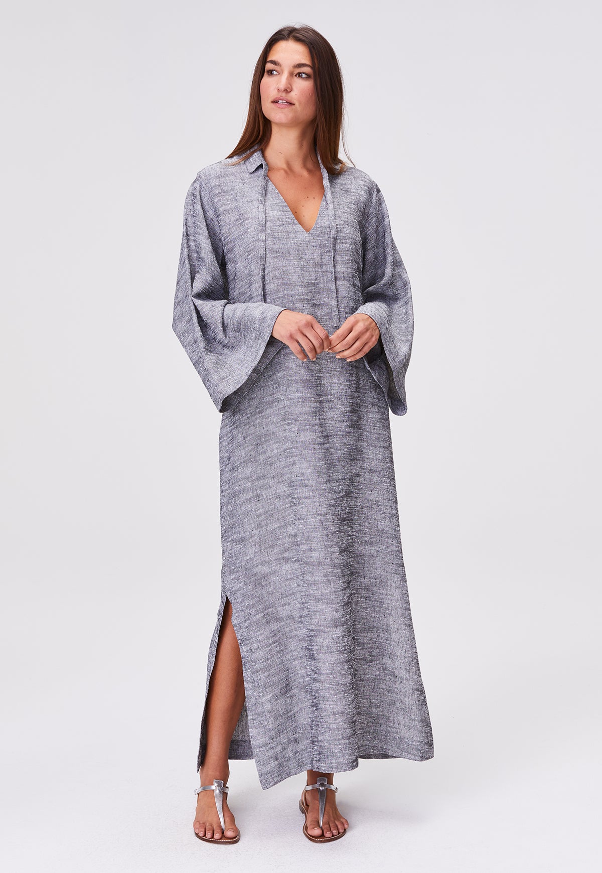 THE TUNIC CAFTAN in BLACK SHANTUNG