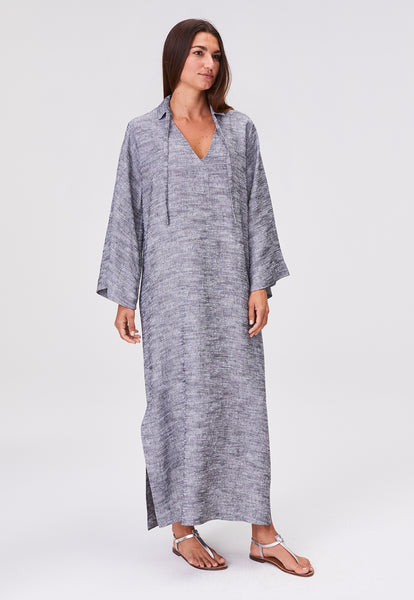 THE TUNIC CAFTAN in BLACK SHANTUNG