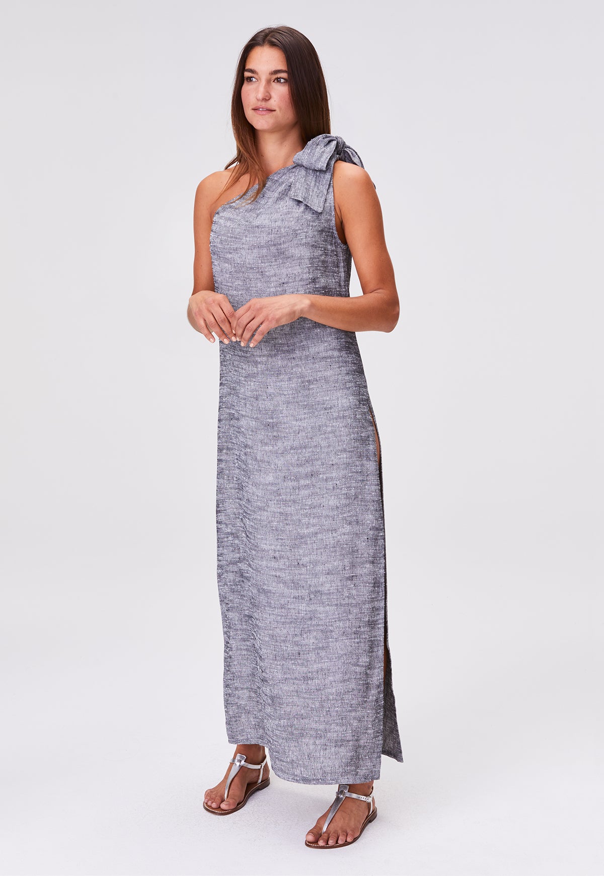 THE SARONG DRESS in BLACK SHANTUNG