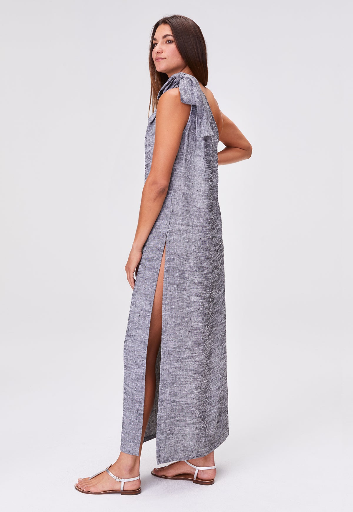 THE SARONG DRESS in BLACK SHANTUNG