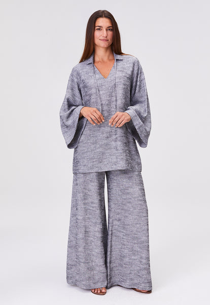 THE LOW-WAIST WIDE LEG PANT in BLACK SHANTUNG – Lisa Marie Fernandez