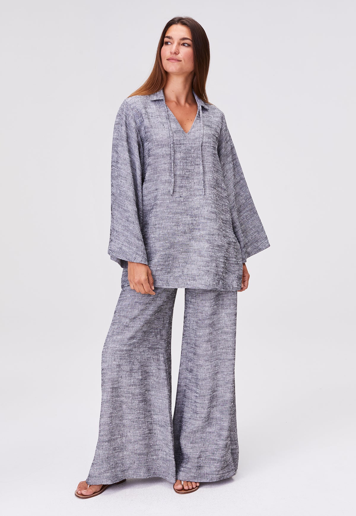 THE LOW-WAIST WIDE LEG PANT in BLACK SHANTUNG