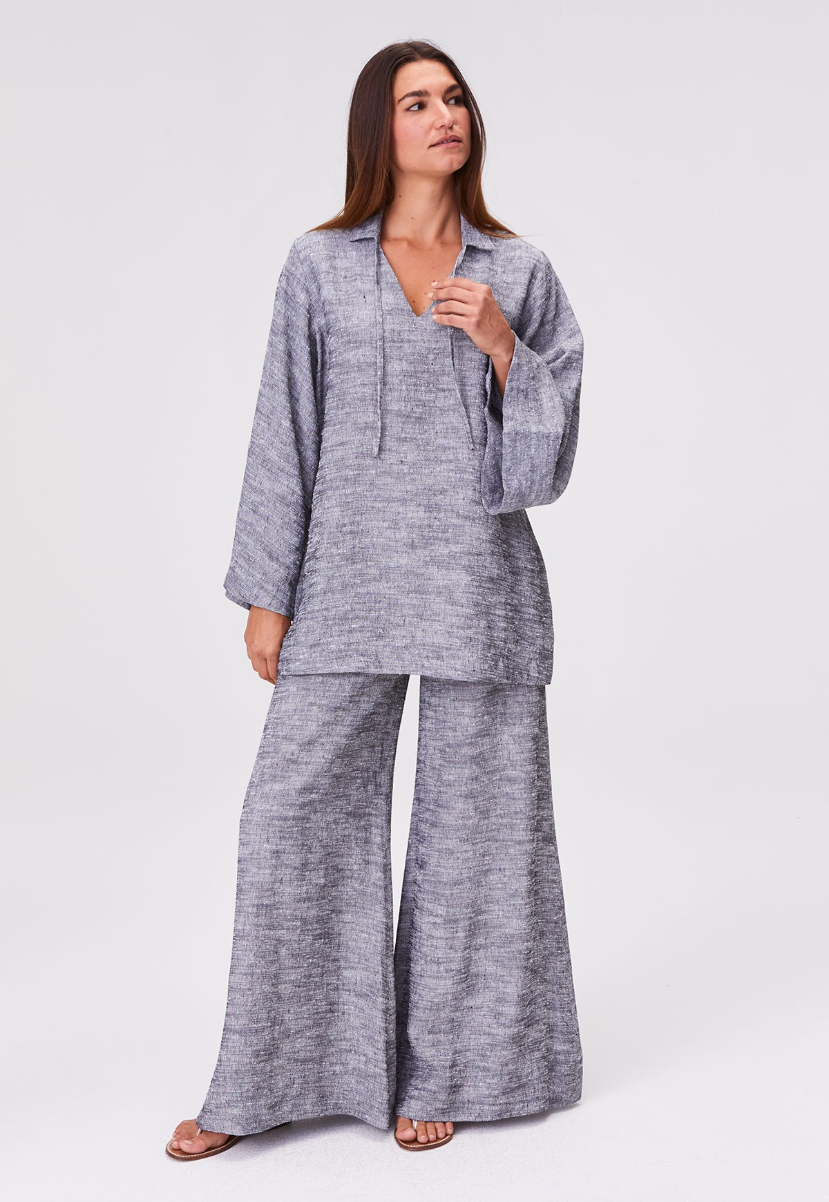 THE LOW-WAIST WIDE LEG PANT in BLACK SHANTUNG