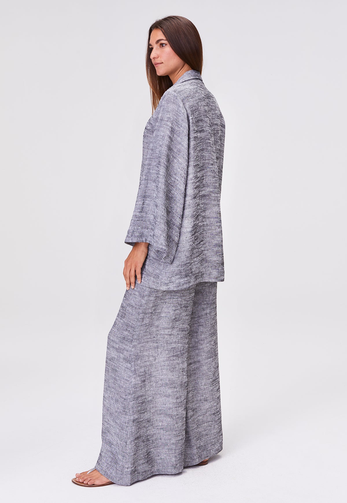 THE LOW-WAIST WIDE LEG PANT in BLACK SHANTUNG