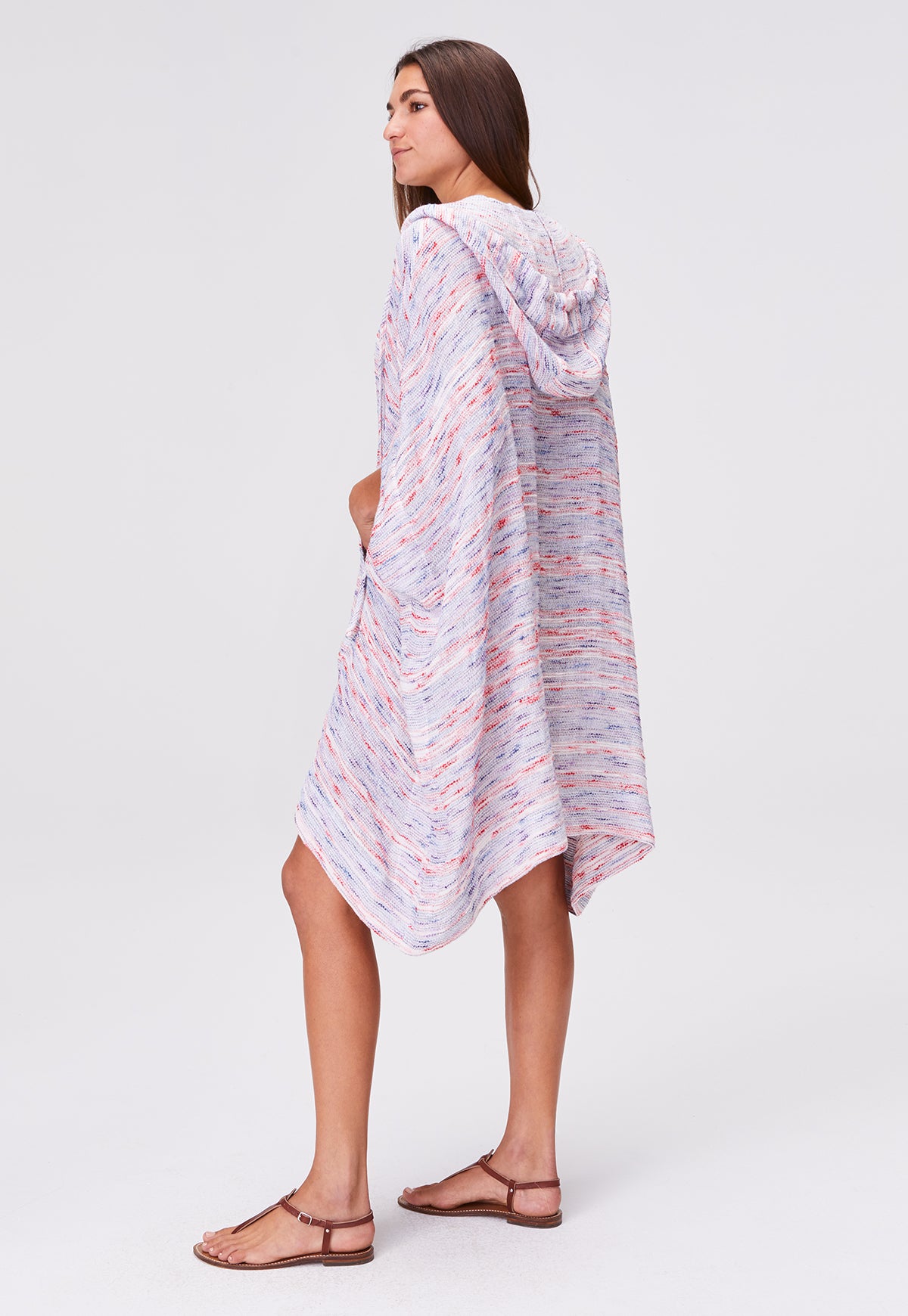 THE HOODED PONCHO in MULTI STRIPED GAUZE