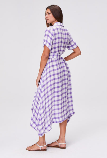 THE CLASSIC SHIRT DRESS in LAVENDER GINGHAM CHIOS GAUZE