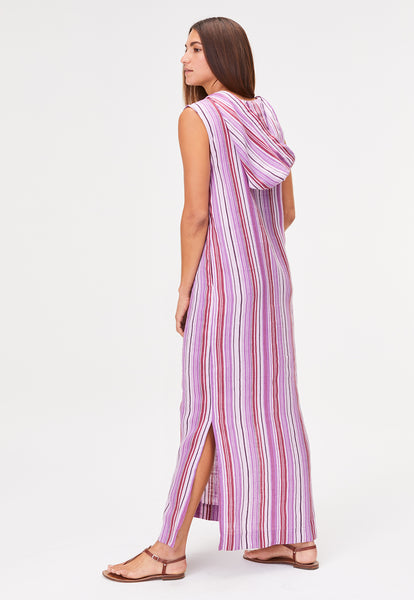 THE COLUMN DRESS in BLUEBERRY STRIPED LINEN