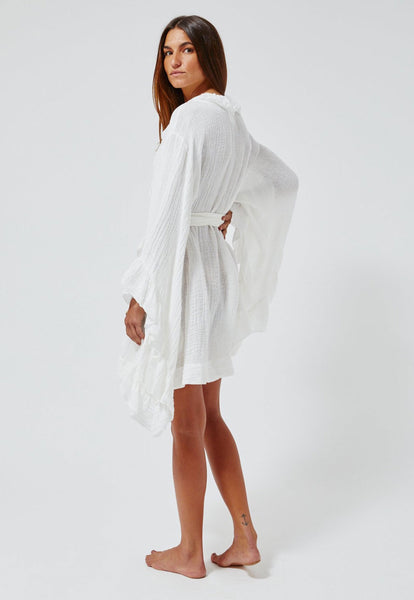 THE ANITA MINI ROBE in WHITE GAUZE