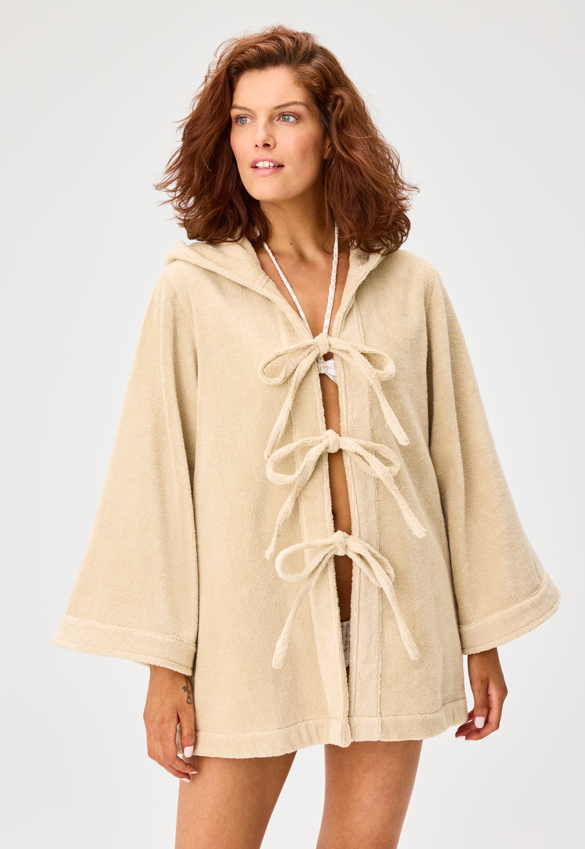 THE BEACH CAPE MINI in SAND TERRY CLOTH