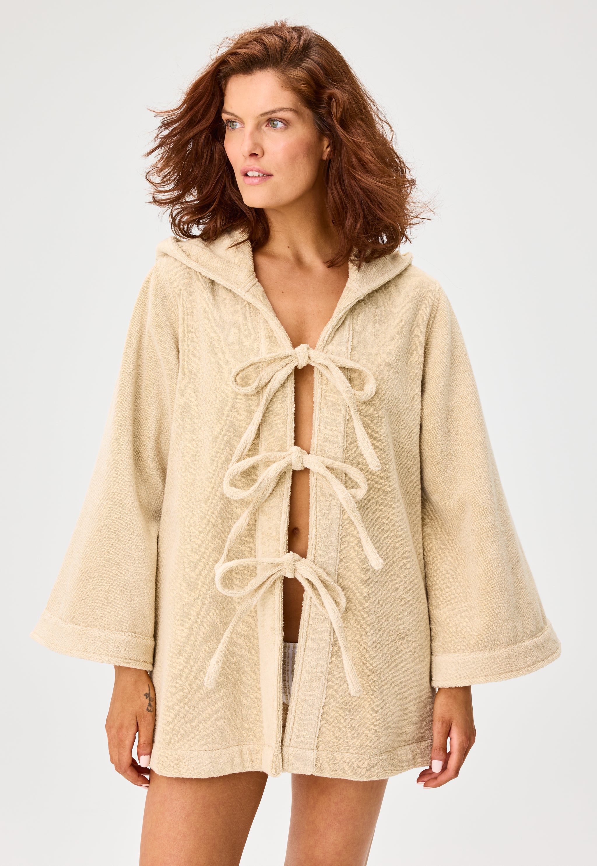 THE BEACH CAPE MINI in SAND TERRY CLOTH