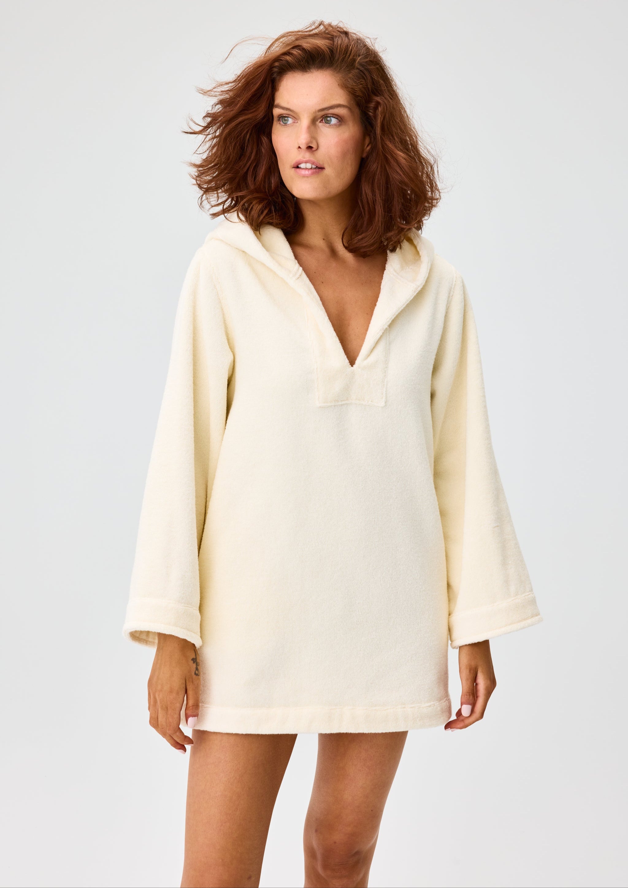 THE BEACH TUNIC in CREAM TERRY CLOTH