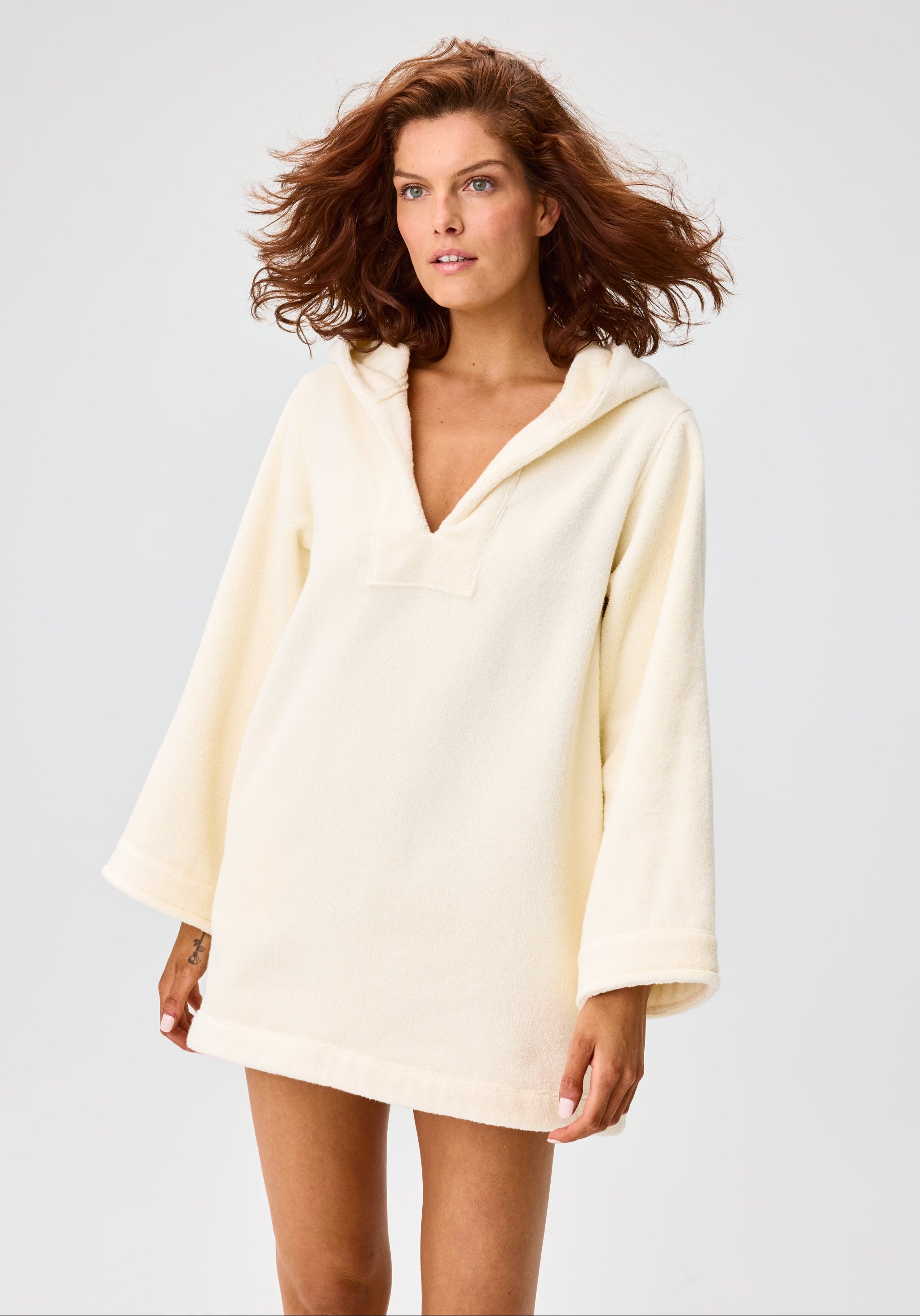 THE BEACH TUNIC in CREAM TERRY CLOTH