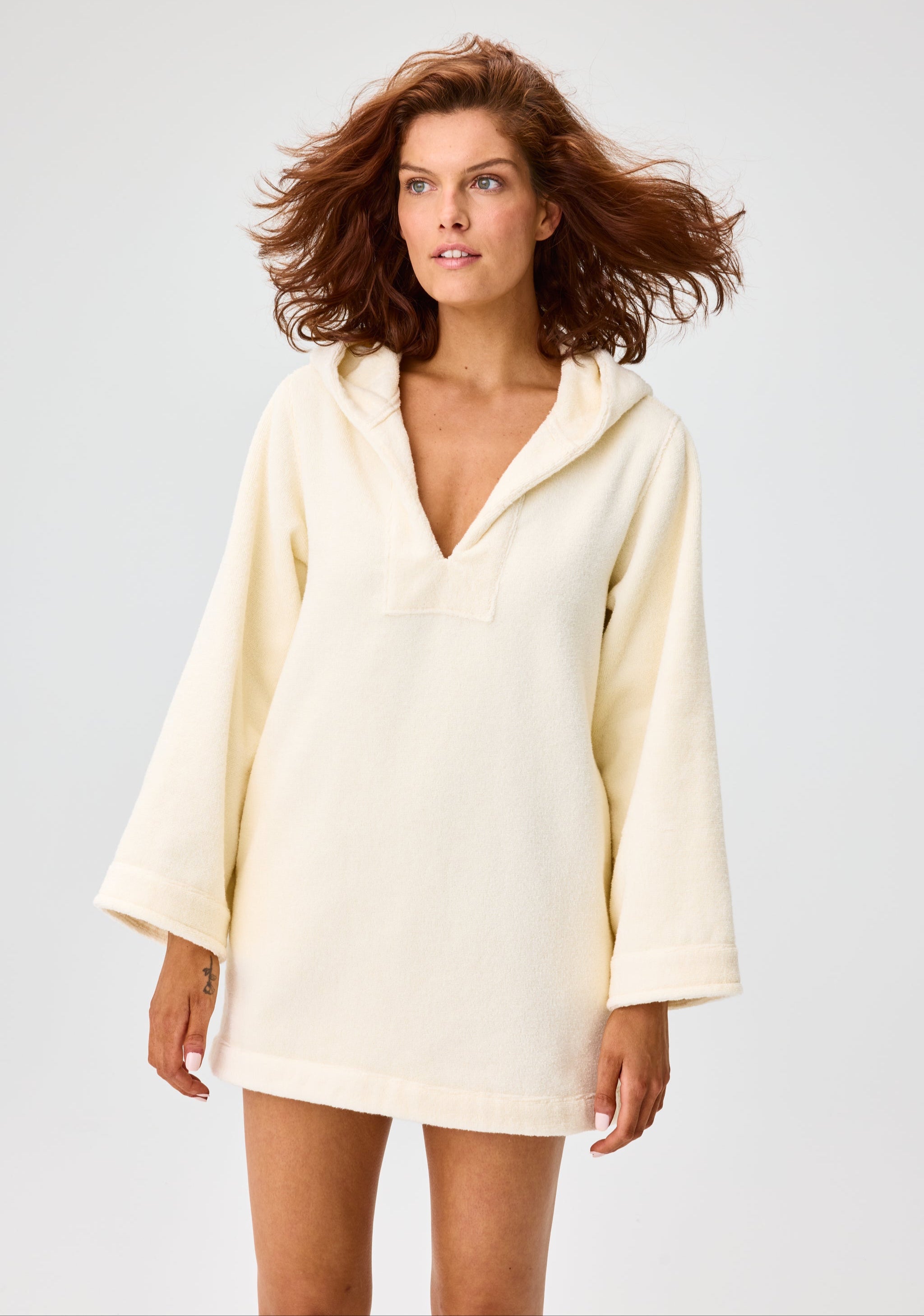 THE BEACH TUNIC in CREAM TERRY CLOTH