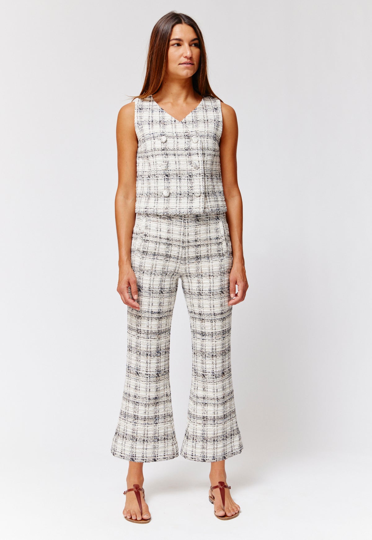 THE DOUBLE BREASTED VEST in BLACK & WHITE TWEED