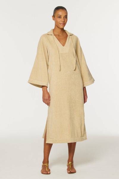 holiday - HOLIDAY   LINEN TUNIC リネンチュニック THE TUNIC CAFTAN in SAND TERRY CLOTH – Lisa Marie Fernandez