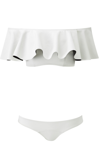 THE MIRA FLOUNCE BIKINI in WHITE BONDED