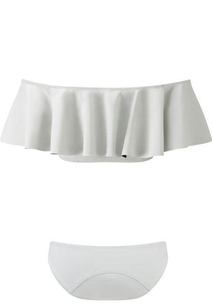 THE MIRA FLOUNCE BIKINI in WHITE BONDED