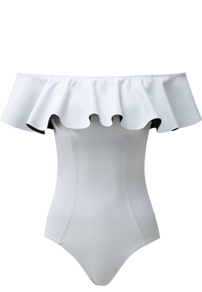 THE MIRA FLOUNCE MAILLOT in WHITE BONDED