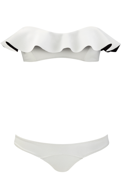 THE NATALIE FLOUNCE BIKINI in WHITE BONDED