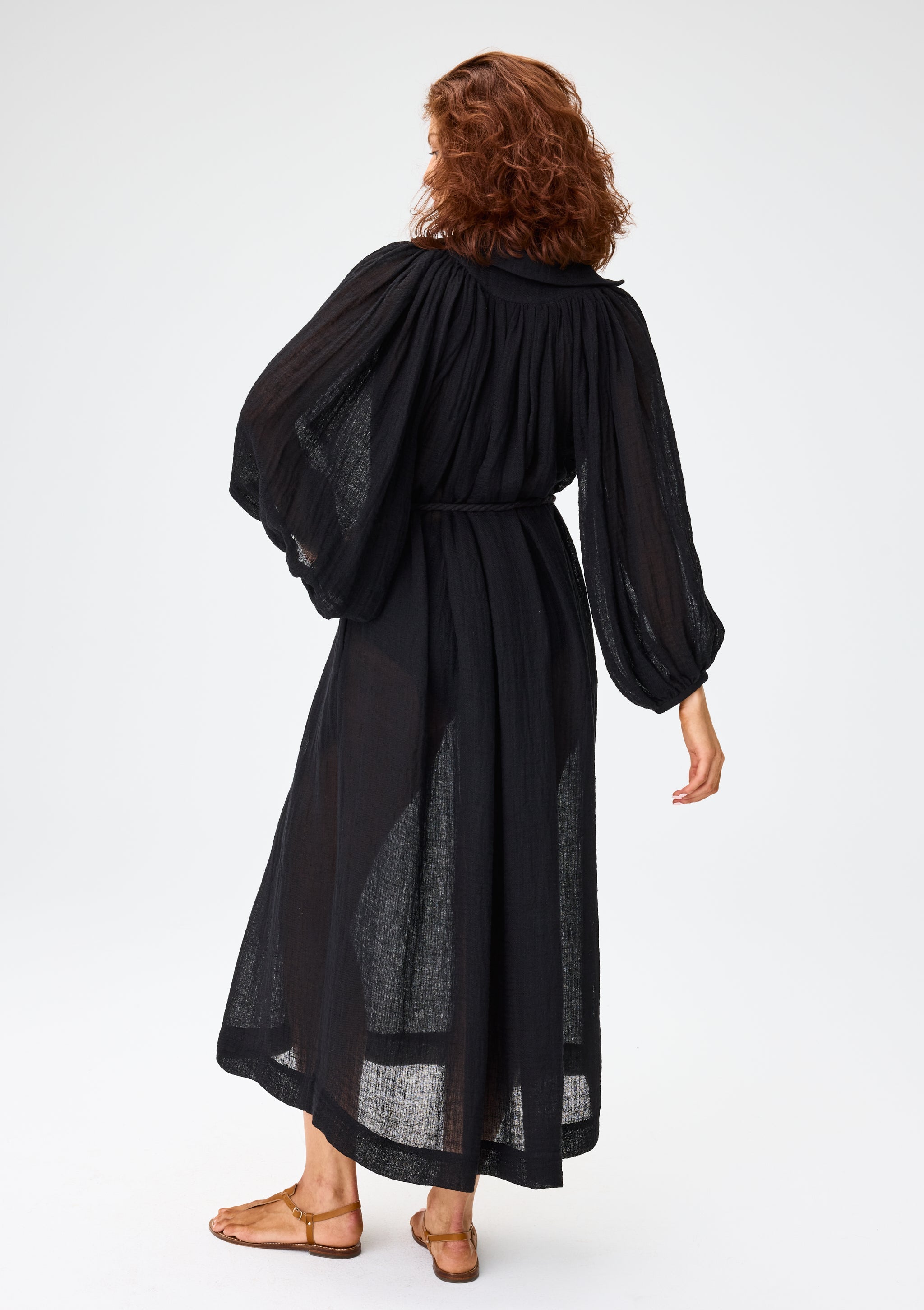 THE POET DRESS MAXI in BLACK GAUZE