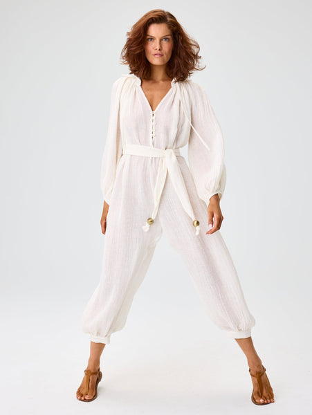 美品Jun & Ropé ロゴキルト風　セットアップ THE POET JUMPSUIT in WHITE GAUZE – Lisa Marie Fernandez