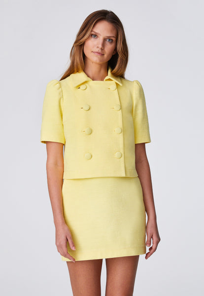 THE MINI SKIRT in LEMON TEXTURED COTTON