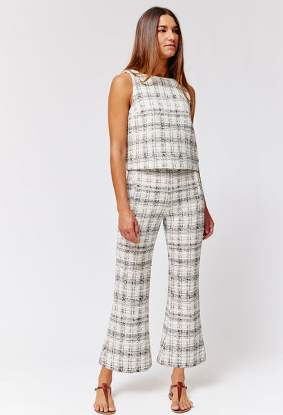 THE FLARE CROPPED TROUSER in BLACK & WHITE TWEED