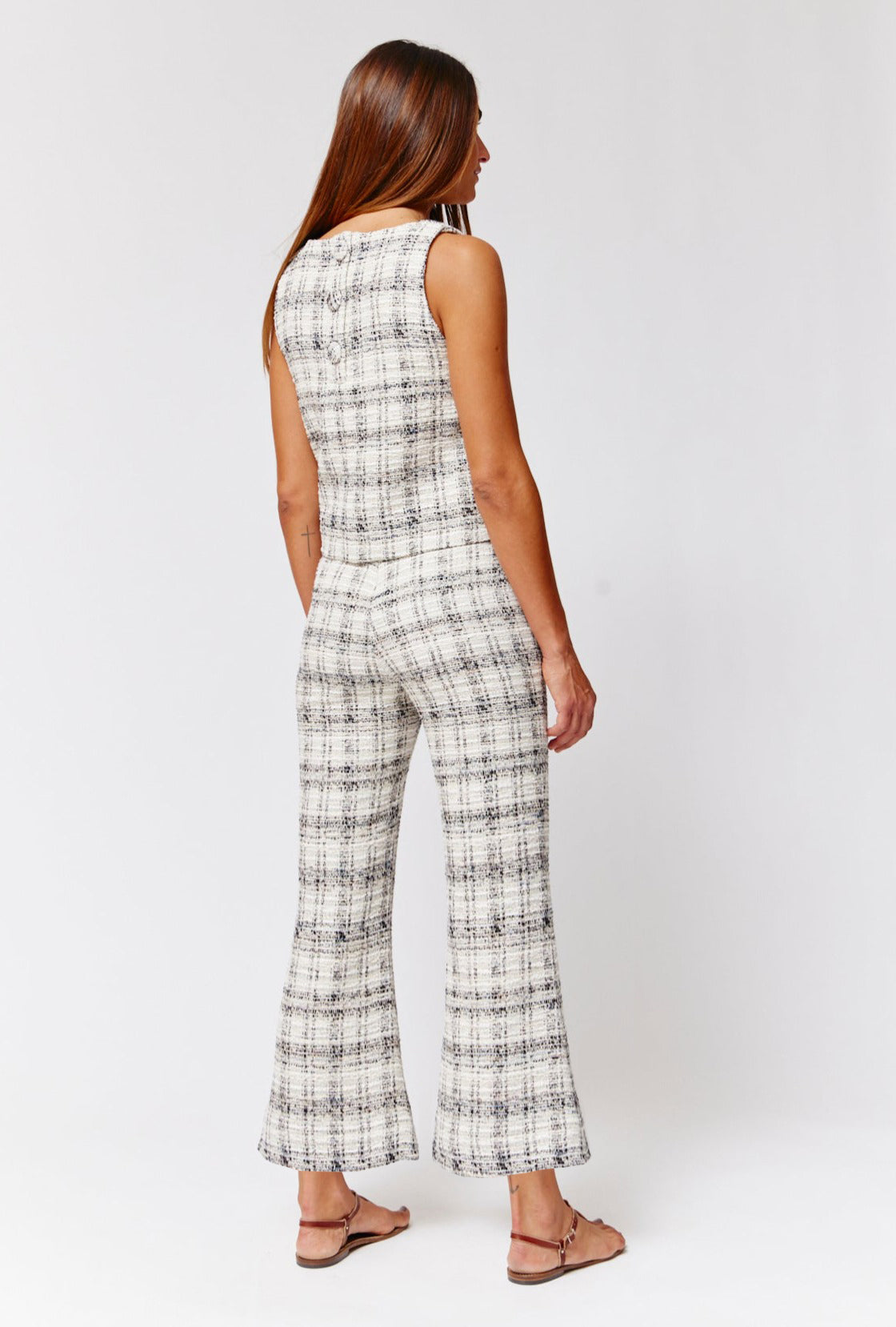 THE FLARE CROPPED TROUSER in BLACK & WHITE TWEED