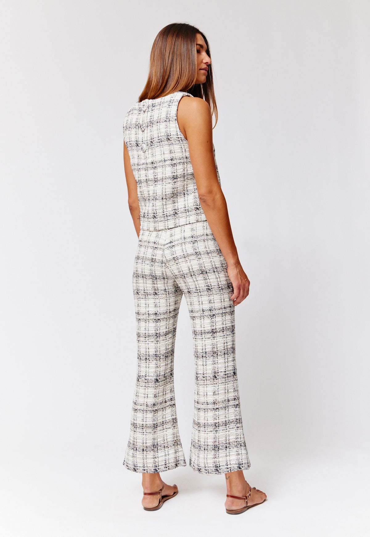 THE FLARE CROPPED TROUSER in BLACK & WHITE TWEED