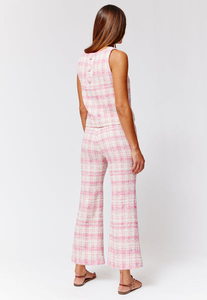 THE SLEEVELESS SHIFT TOP in PINK TWEED