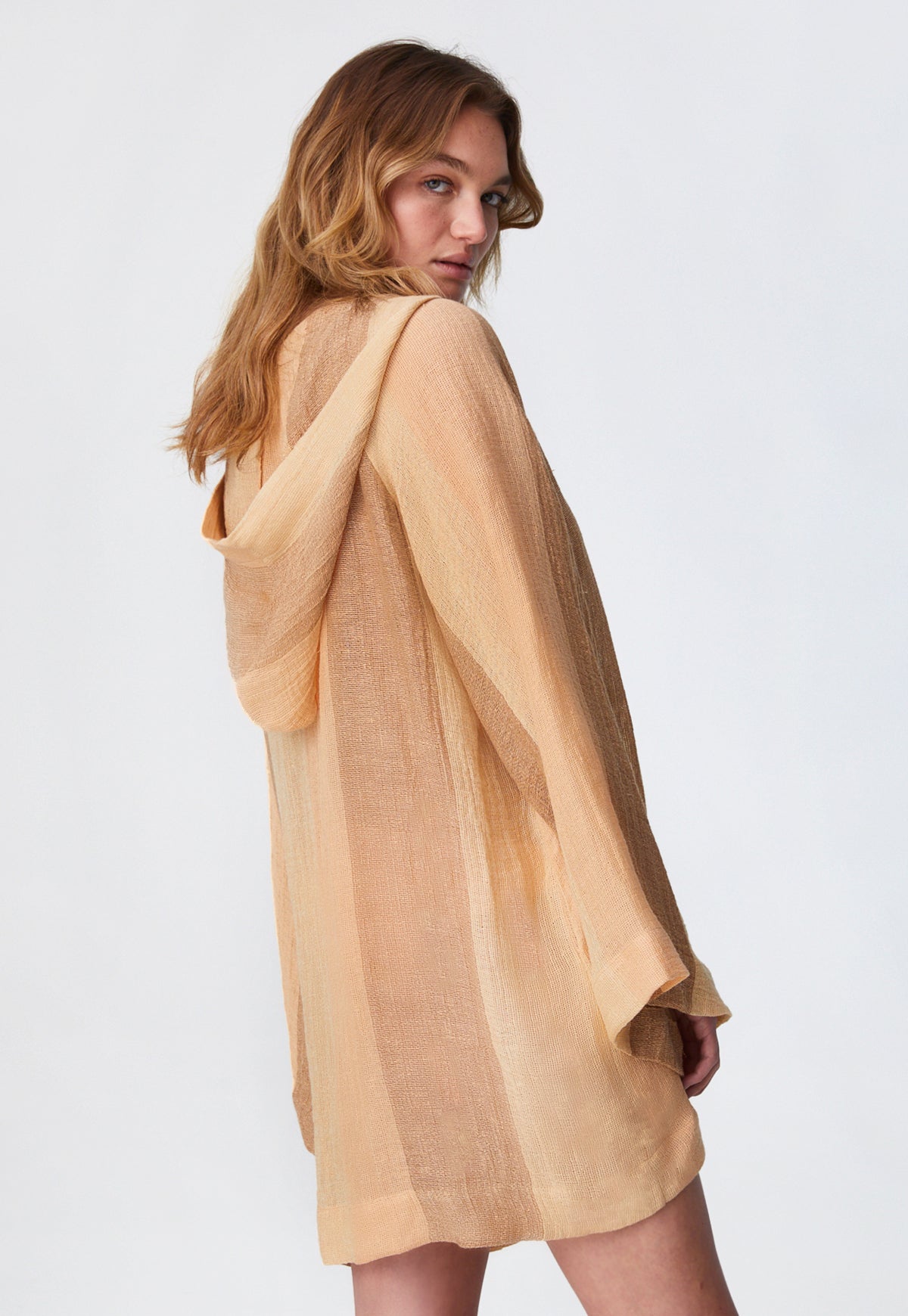 THE BEACH CAPE in DESERT AWNING STRIPED CHIOS GAUZE