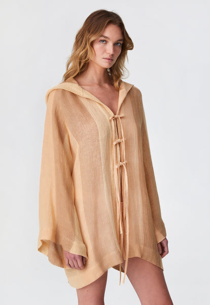 THE BEACH CAPE in DESERT AWNING STRIPED CHIOS GAUZE