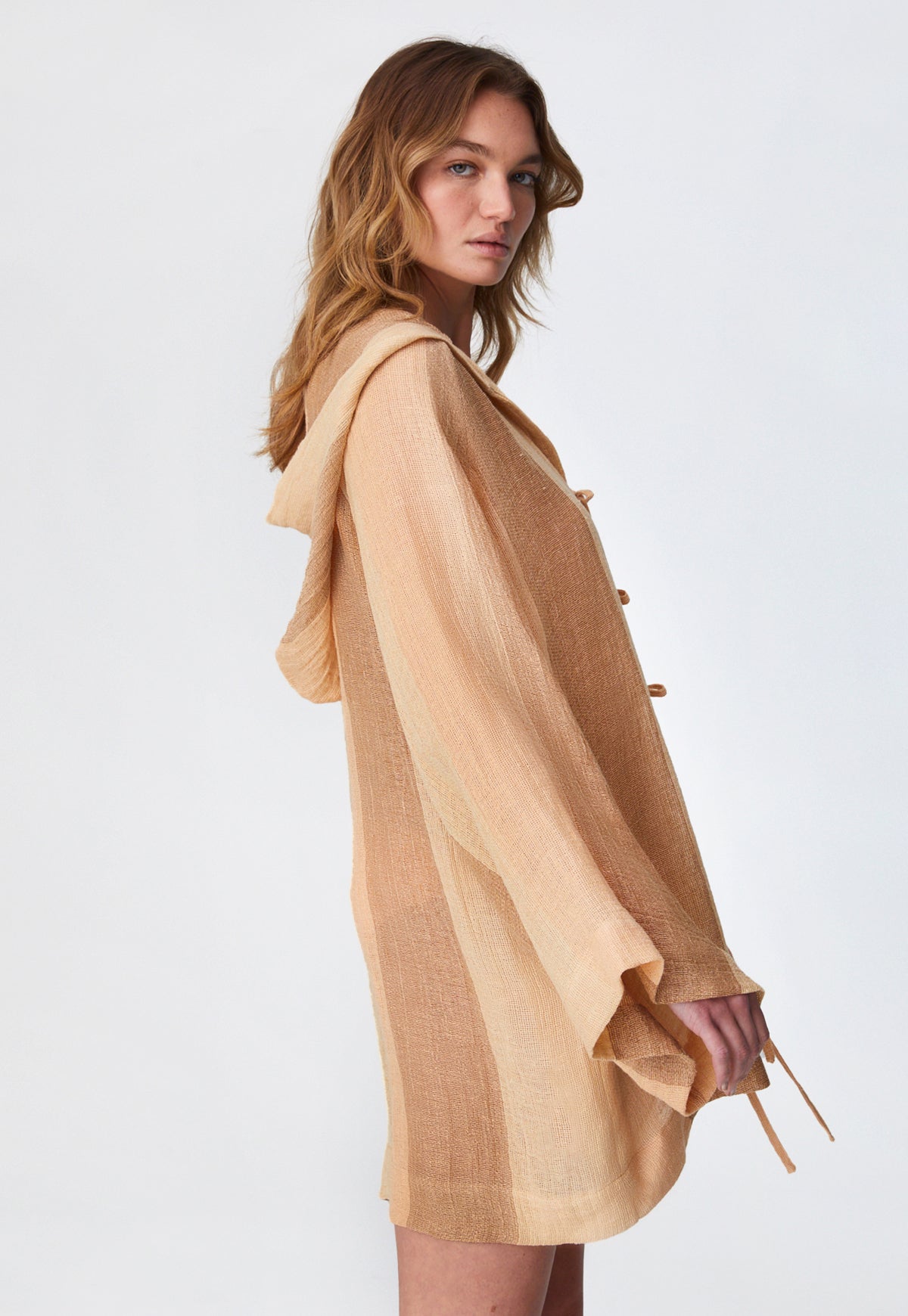 THE BEACH CAPE in DESERT AWNING STRIPED CHIOS GAUZE