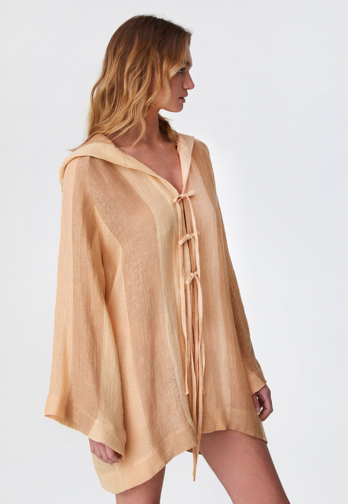 THE BEACH CAPE in DESERT AWNING STRIPED CHIOS GAUZE